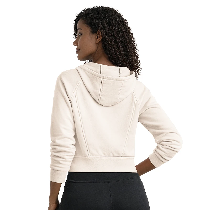 Women's Starter Cream Philadelphia Eagles Cropped Pastels Full-Zip Hoodie