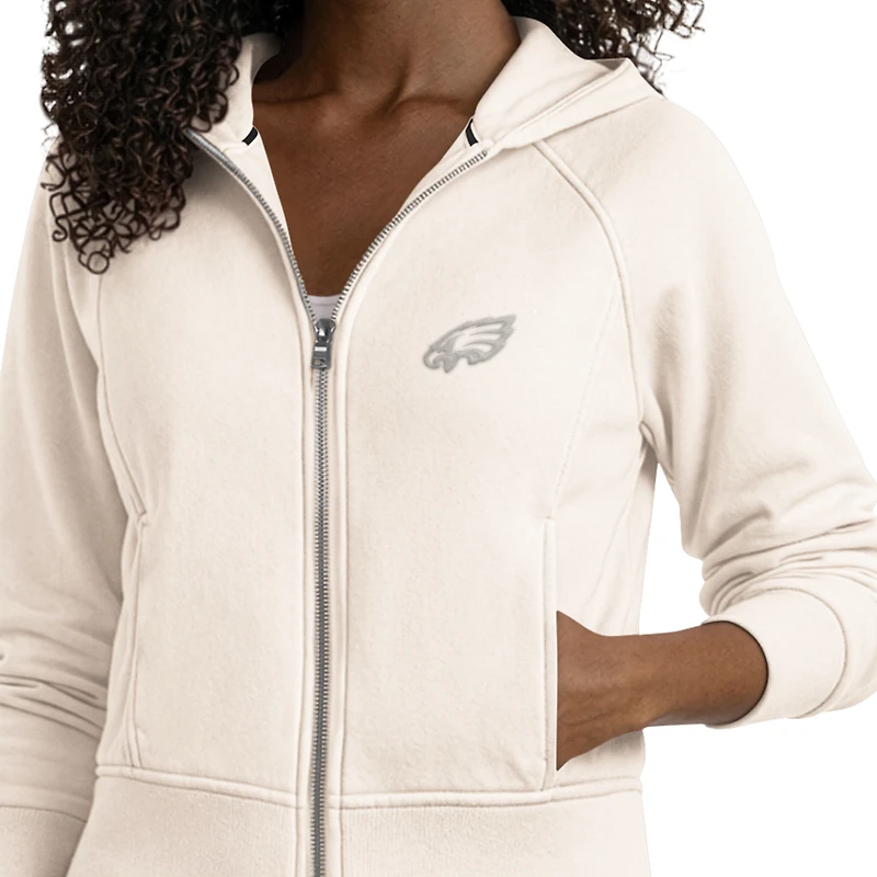 Sweat à capuche zippé court Starter Cream Philadelphia Eagles pour femme