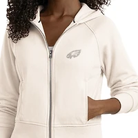Sweat à capuche zippé court Starter Cream Philadelphia Eagles pour femme