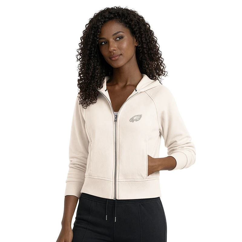 Sweat à capuche zippé court Starter Cream Philadelphia Eagles pour femme