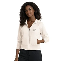 Sweat à capuche zippé court Starter Cream Philadelphia Eagles pour femme