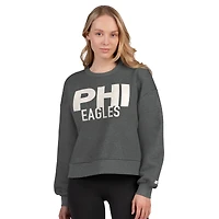 Women's Starter  Heather Gray Philadelphia Eagles Show Up Cropped Fleece Pullover Sweatshirt