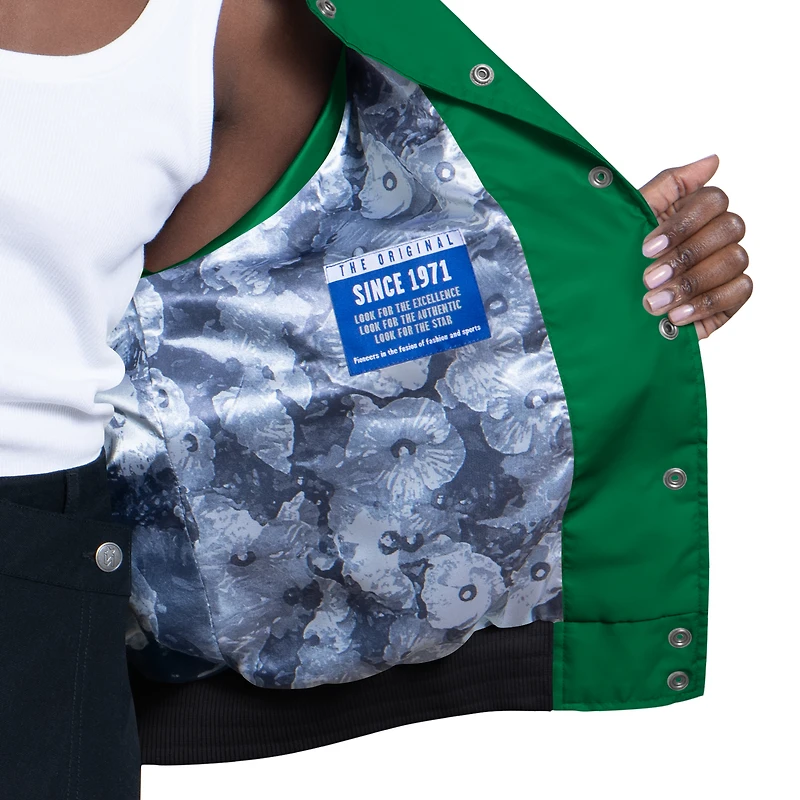 Women's Starter  Kelly Green/White Philadelphia Eagles Raglan Blitz Full-Snap Varsity Jacket