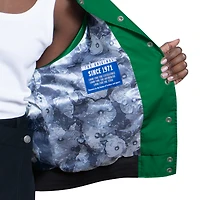 Women's Starter  Kelly Green/White Philadelphia Eagles Raglan Blitz Full-Snap Varsity Jacket