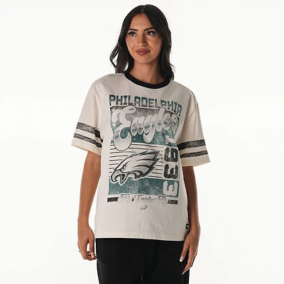 T-shirt boyfriend oversize vintage à épaules tombantes crème pour femme The Wild Collective des Philadelphia Eagles