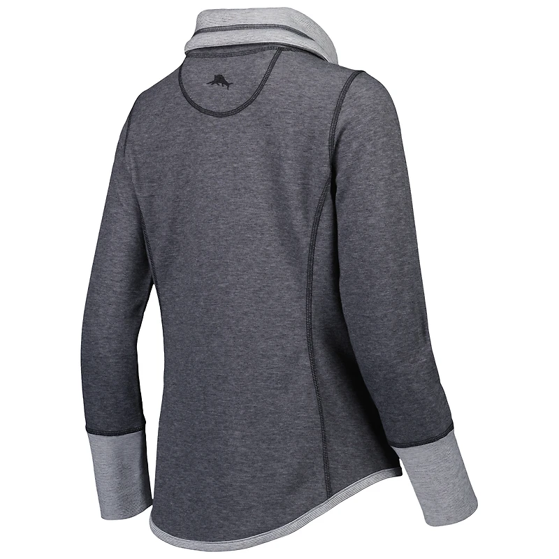 Women's Tommy Bahama Heathered Black Philadelphia Eagles Sport Sun Fade Full-Zip Sweatshirt