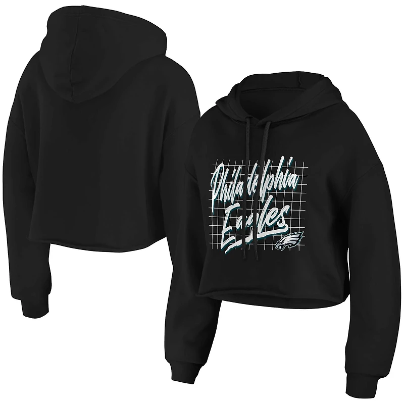 Women's WEAR by Erin Andrews Black Philadelphia Eagles Domestic Cropped Pullover Hoodie