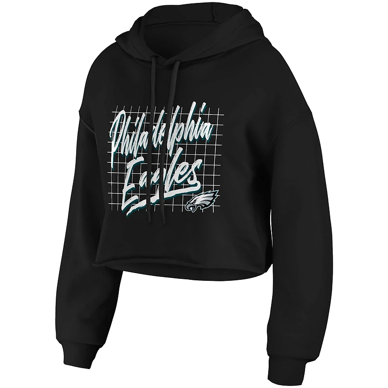 Women's WEAR by Erin Andrews Black Philadelphia Eagles Domestic Cropped Pullover Hoodie