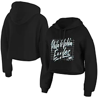 Women's WEAR by Erin Andrews Black Philadelphia Eagles Domestic Cropped Pullover Hoodie