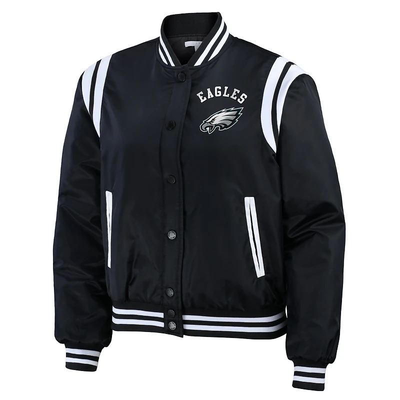 Women's WEAR by Erin Andrews  Black Philadelphia Eagles Full-Snap Bomber Jacket
