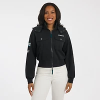 Women's WEAR by Erin Andrews  Black Philadelphia Eagles Patch Pocket Cropped Full-Zip Bomber Jacket