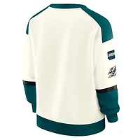 Sweat-shirt ras du cou crème à col en V pour femme WEAR by Erin Andrews, motif Philadelphia Eagles Racing