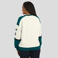 Sweat-shirt ras du cou crème à col en V pour femme WEAR by Erin Andrews, motif Philadelphia Eagles Racing
