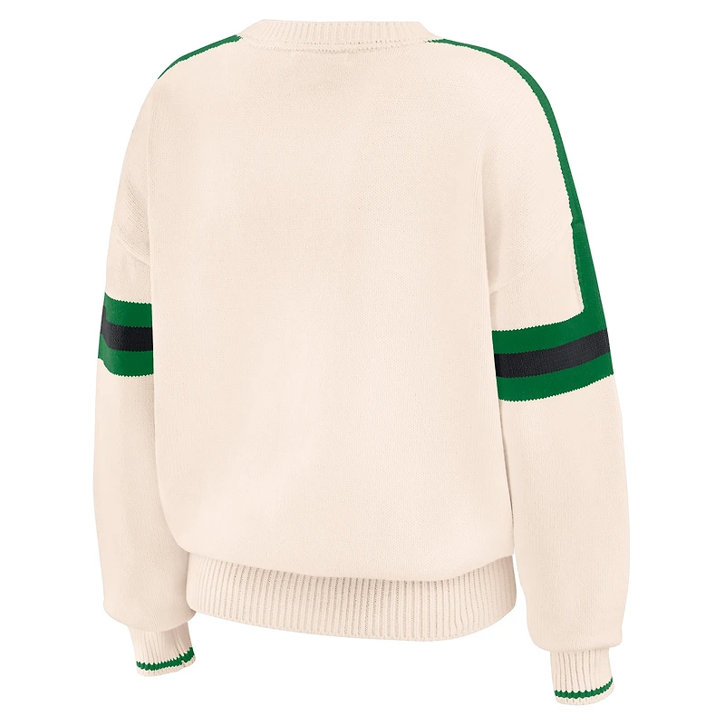 Pull à rayures crème Philadelphia Eagles pour femme WEAR by Erin Andrews