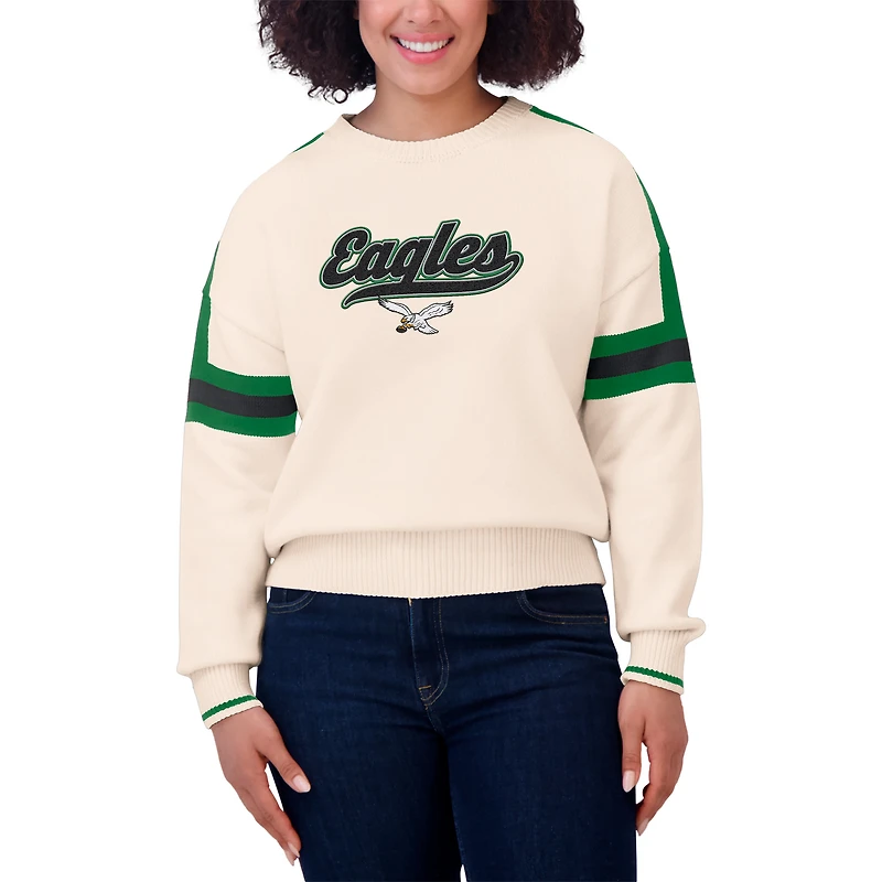 Pull à rayures crème Philadelphia Eagles pour femme WEAR by Erin Andrews