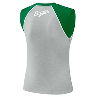 Women's WEAR by Erin Andrews  Heather Gray Philadelphia Eagles Cropped Raglan Tank Top