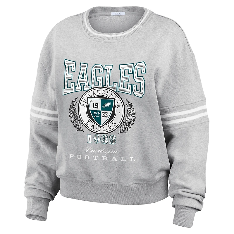 Women's WEAR by Erin Andrews Heather Gray Philadelphia Eagles Pullover Sweatshirt