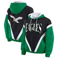 Women's WEAR by Erin Andrews Kelly Green/Black Philadelphia Eagles Plus Retro Crinkle Full-Zip Windbreaker Jacket