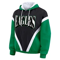 Women's WEAR by Erin Andrews Kelly Green/Black Philadelphia Eagles Plus Retro Crinkle Full-Zip Windbreaker Jacket