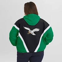 Women's WEAR by Erin Andrews Kelly Green/Black Philadelphia Eagles Plus Retro Crinkle Full-Zip Windbreaker Jacket