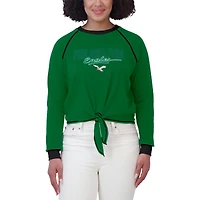 T-shirt à manches longues noué sur le devant Kelly Green Philadelphia Eagles pour femme WEAR by Erin Andrews