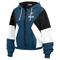 Women's WEAR by Erin Andrews Midnight Green/Black Philadelphia Eagles Plus Color Block Full-Zip Windbreaker Jacket