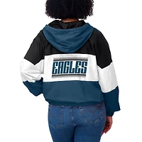 Women's WEAR by Erin Andrews Midnight Green/Black Philadelphia Eagles Plus Color Block Full-Zip Windbreaker Jacket