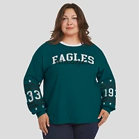 T-shirt sport à manches longues grande taille vert nuit des Philadelphia Eagles pour femme par Erin Andrews