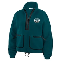 Women's WEAR by Erin Andrews Midnight Green Philadelphia Eagles Polar Fleece Half-Zip Jacket