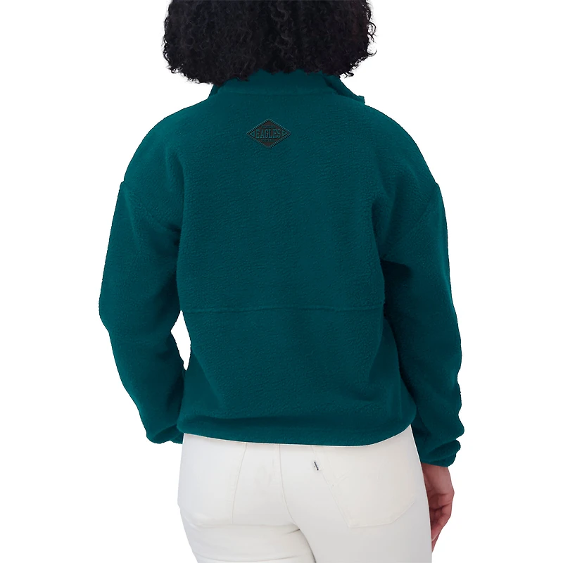 Women's WEAR by Erin Andrews Midnight Green Philadelphia Eagles Polar Fleece Half-Zip Jacket