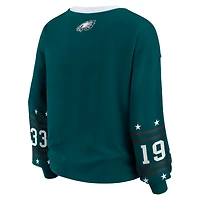 T-shirt sport à manches longues vert nuit des Philadelphia Eagles pour femme WEAR by Erin Andrews