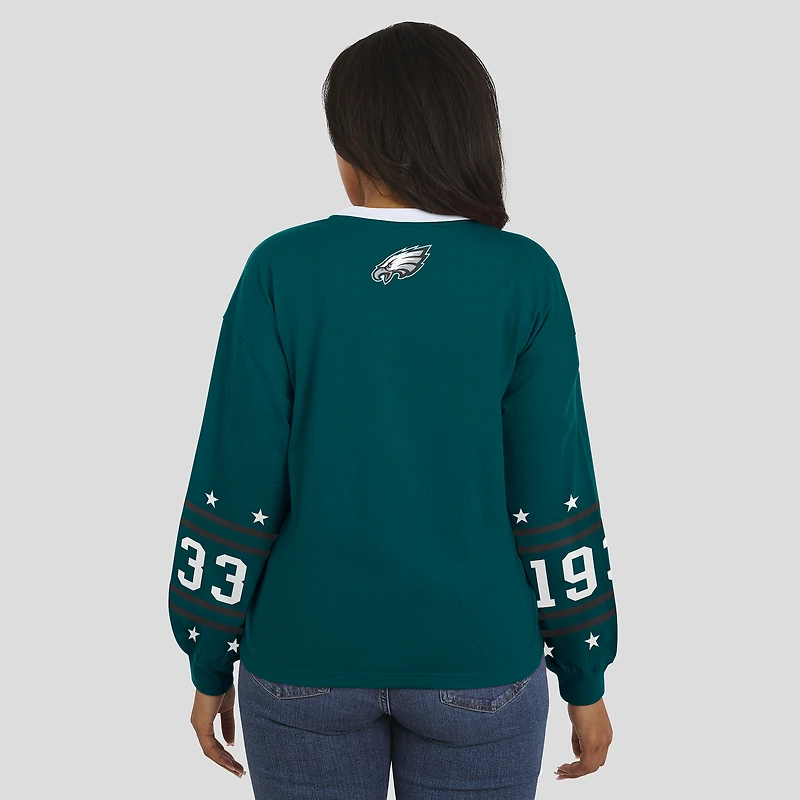 T-shirt sport à manches longues vert nuit des Philadelphia Eagles pour femme WEAR by Erin Andrews