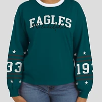 T-shirt sport à manches longues vert nuit des Philadelphia Eagles pour femme WEAR by Erin Andrews