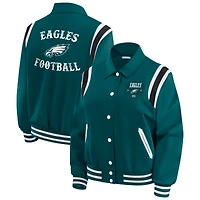 Women's WEAR by Erin Andrews Midnight Green Philadelphia Eagles Varsity Lightweight Full-Snap Jacket
