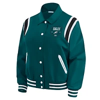Women's WEAR by Erin Andrews Midnight Green Philadelphia Eagles Varsity Lightweight Full-Snap Jacket