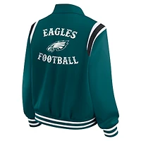 Women's WEAR by Erin Andrews Midnight Green Philadelphia Eagles Varsity Lightweight Full-Snap Jacket