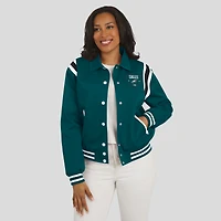 Women's WEAR by Erin Andrews Midnight Green Philadelphia Eagles Varsity Lightweight Full-Snap Jacket