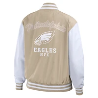 Women's WEAR by Erin Andrews Tan Philadelphia Eagles Tonal Full-Zip Bomber Jacket