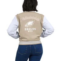 Women's WEAR by Erin Andrews Tan Philadelphia Eagles Tonal Full-Zip Bomber Jacket