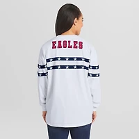 Women's WEAR by Erin Andrews  White Philadelphia Eagles Americana Stripe Long Sleeve T-Shirt