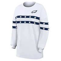T-shirt à manches longues rayé Americana blanc Philadelphia Eagles de la marque WEAR by Erin Andrews pour femmes