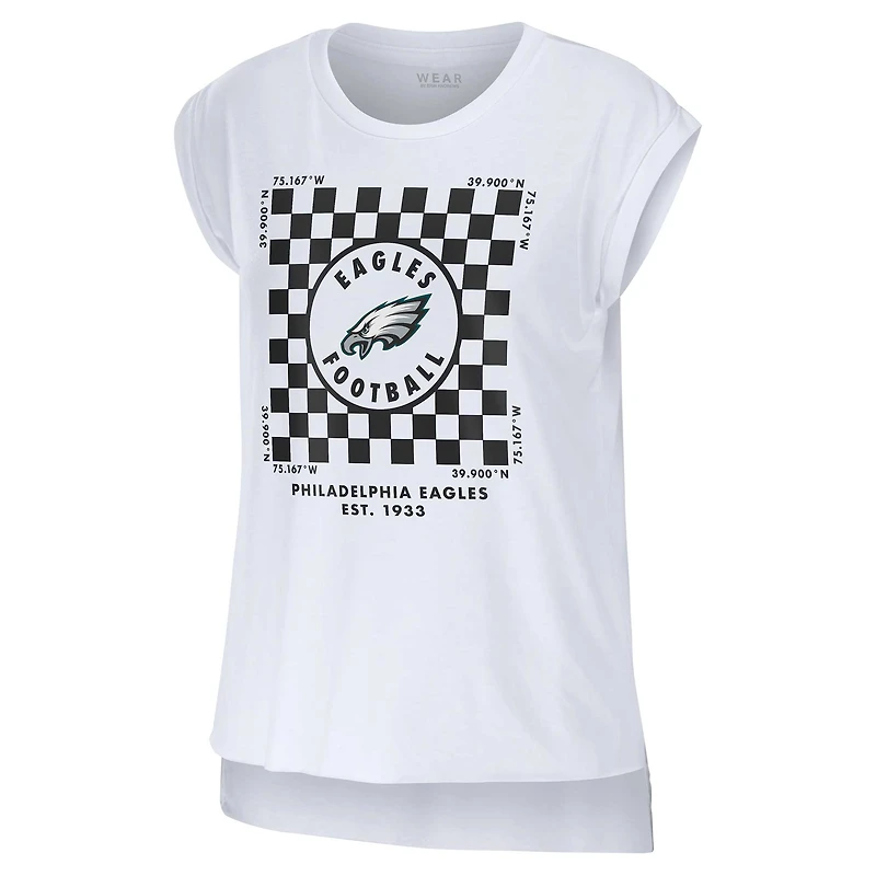 Débardeur à carreaux blanc Philadelphia Eagles pour femme WEAR by Erin Andrews