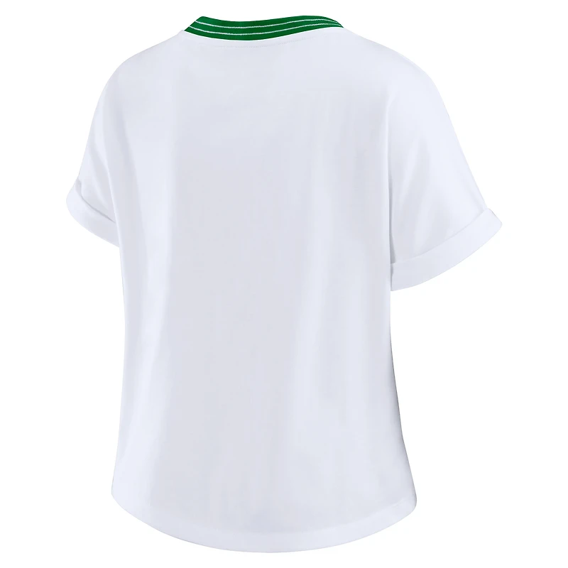 T-shirt court à rayures centrales blanc pour femme WEAR by Erin Andrews des Philadelphia Eagles