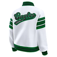 Women's WEAR by Erin Andrews White Philadelphia Eagles Full-Snap Fleece Sweatshirt Jacket