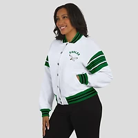 Veste sweat-shirt en polaire blanche à boutons-pression pour femme WEAR by Erin Andrews des Philadelphia Eagles
