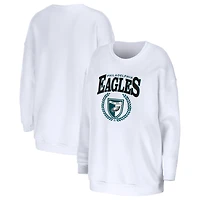 Women's WEAR by Erin Andrews White Philadelphia Eagles Oversized Pullover Sweatshirt