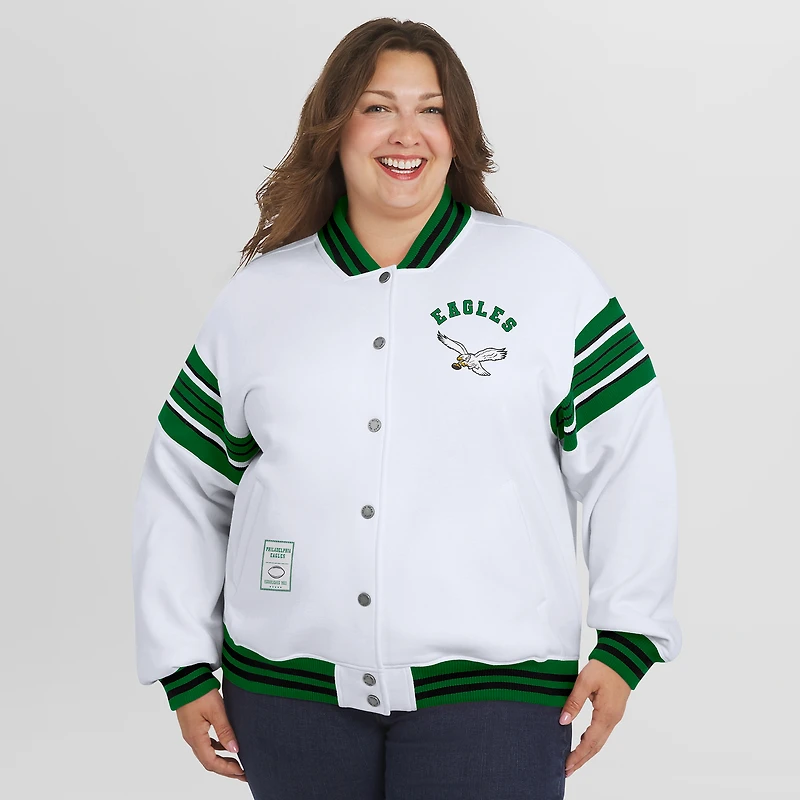 Women's WEAR by Erin Andrews White Philadelphia Eagles Plus Full-Snap Fleece Sweatshirt Jacket