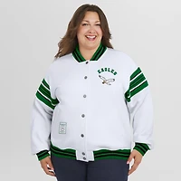 Women's WEAR by Erin Andrews White Philadelphia Eagles Plus Full-Snap Fleece Sweatshirt Jacket