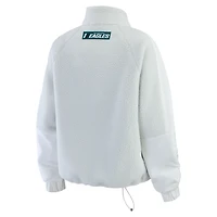Women's WEAR by Erin Andrews White Philadelphia Eagles Polar Fleece Half-Zip Jacket