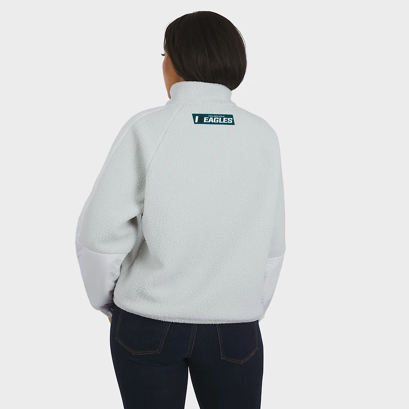 Women's WEAR by Erin Andrews White Philadelphia Eagles Polar Fleece Half-Zip Jacket